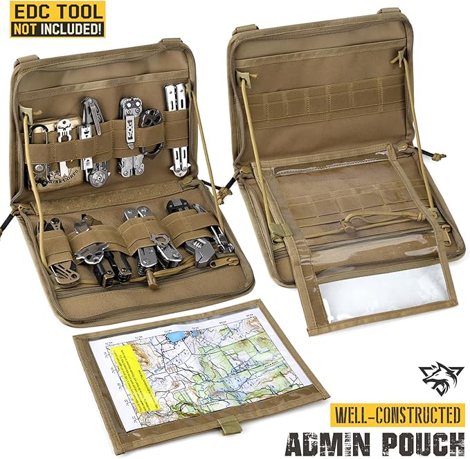 WYNEX Tactical Folding Admin Pouch, Molle Tool Bag of Laser-Cut Design, Utility Organizer EDC Medical Bag Modular Pouches Tactical Attachment Waist Pouch Include U.S Patch