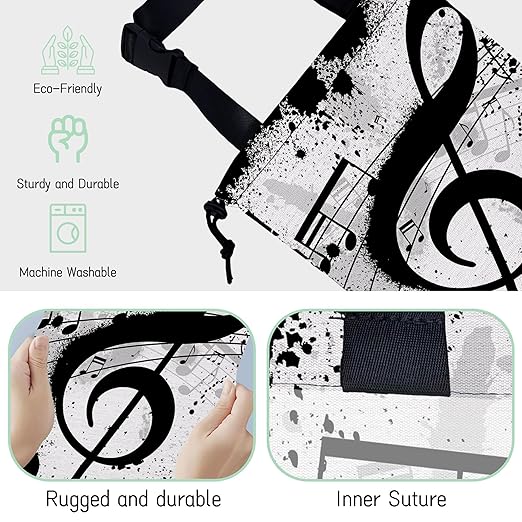 Music Notes Car Garbage Bag,Waterproof Small Car Trash Bag Hanging Back of Seat,Drawstring Hanging Car Trash Bag with Adjustable Buckle for Car Accessories