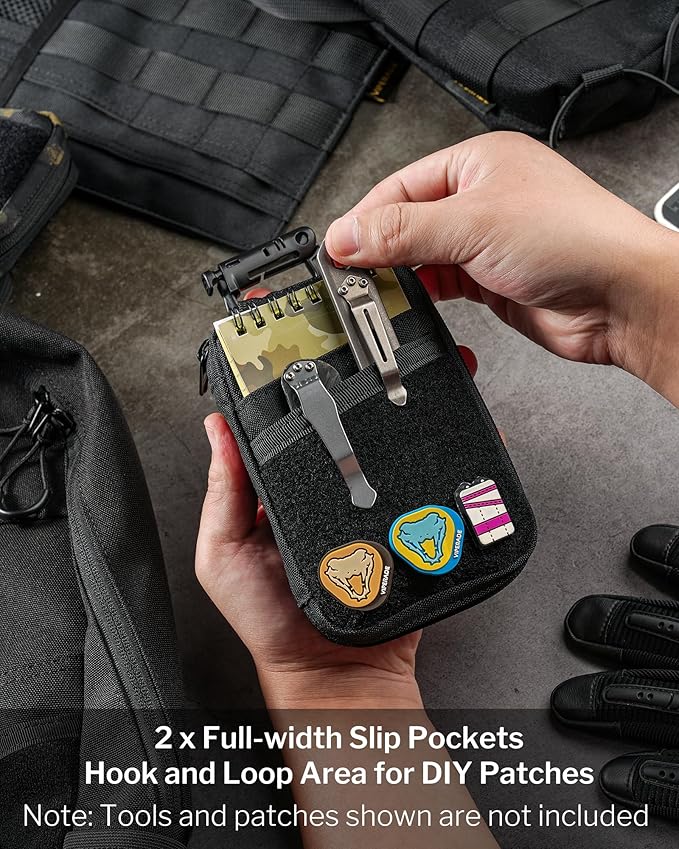 VIPERADE VE26 EDC Pouch Organizer with 11 Compartments, Small Tool Pouch with DIY Patches Area, EDC Pocket Organizer for Mutitools