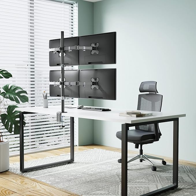 Universal Four Monitor Mount with Double-Link Swing Arms Holds Four 13" to 32" LCD Monitors up to 8 Kg (17 lbs.), Black 461566