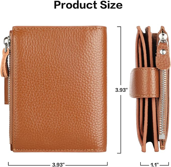 Lavemi Small Compact Women Wallet RFID Blocking Genuine Leather Bifold Purse with ID Windows