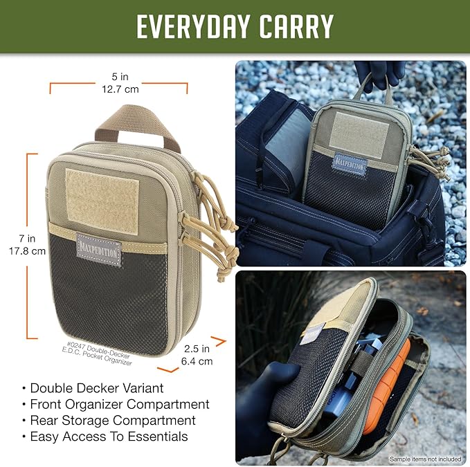 MAXPEDITION Double-Decker Pocket Organizer, Tactical Tool Pouch for Organization, EDC Pouch for Everyday Carry