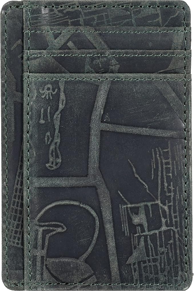 Real Leather Slim Minimalist Wallet for Men and Women -RFID Blocking Front Pocket Thin Credit Card Holder Stylish Wallets (Green1)