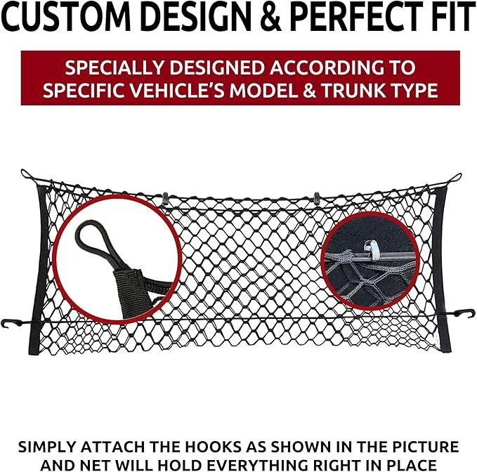 Envelope Style Elastic Trunk Mesh Cargo Net for Ford Bronco Sport 2021-2024 - Premium Trunk Organizers and Storage - Luggage Net for SUV - Best Car Organizer for Ford Bronco Sport
