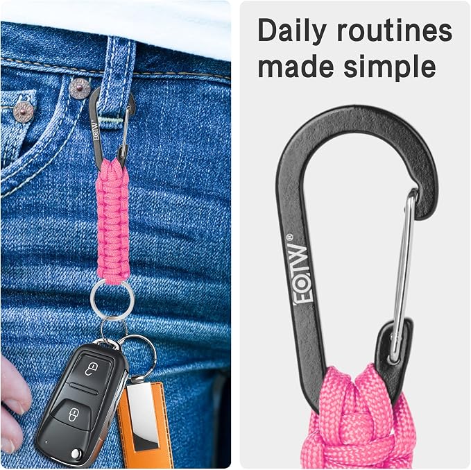 EOTW Carabiner Keychain,Paracord Keychain Small Aluminum Clip D Ring for Camping, Hiking, Fishing, Or As A Key Organizer
