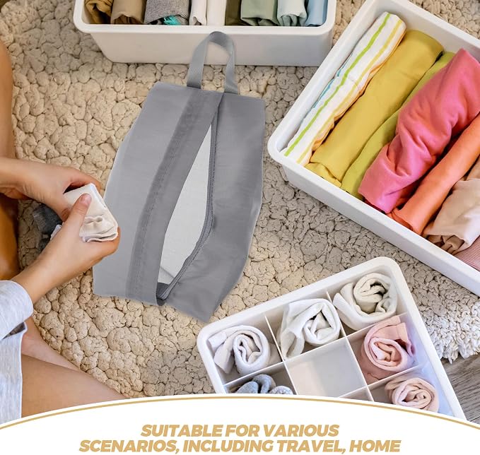ORFOFE 5pcs Portable Underwear Travel Organizer Bags Set, Waterproof Gray Storage Pouches with Handheld Design for Suitcase Packing and Daily Use