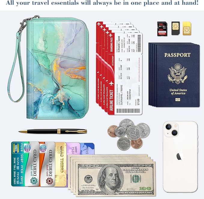 Fintie Family Passport Holder Wallet, RFID Blocking Travel Document Organizer Clutch Bag Credit Cards Case Cover for Women Men