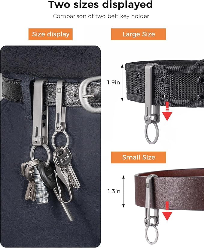 Belt KeyChain Clip,Titanium Belt Key Holder,Belt Clip for Keys,EDC Belt Loop Keychain for Men,Key Ring Holder