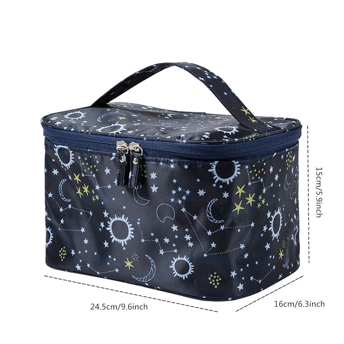HOYOFO Makeup Bag Cosmetic Bags for Women Travel Makeup Organizer Case, Starry Sky