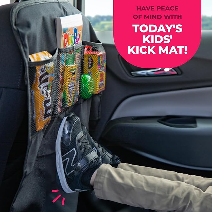 Todays Kids 2-Pack Heavy Duty Kick Mat - Multipurpose Waterproof Organizer for Kids, Easy to Clean