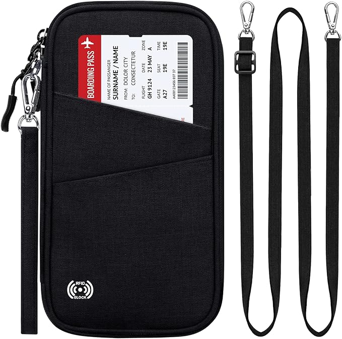 BKNOOU Passport Holder Family Rfid Blocking Travel Document Organizer,Travel Passport Wallet Waterproof Multiple Passport Holder for Traveling,Passport Organizer for Men Women