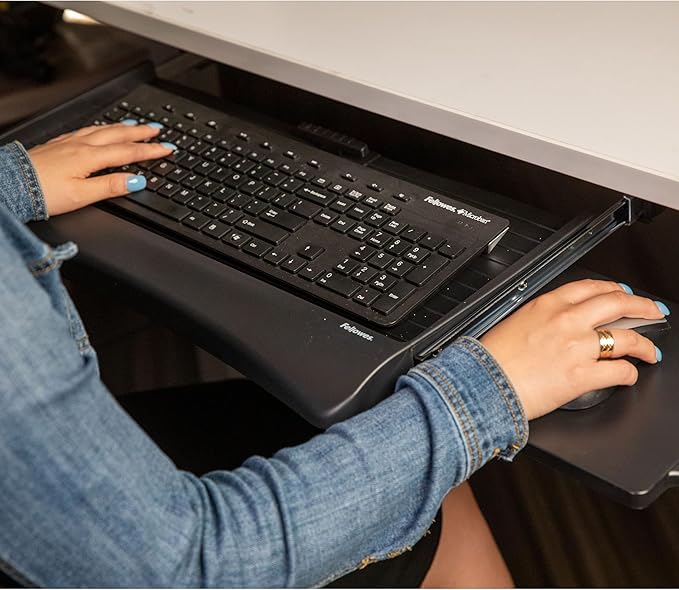 Fellowes Office Suites Underdesk Keyboard Drawer, Black/Silver (9140305)