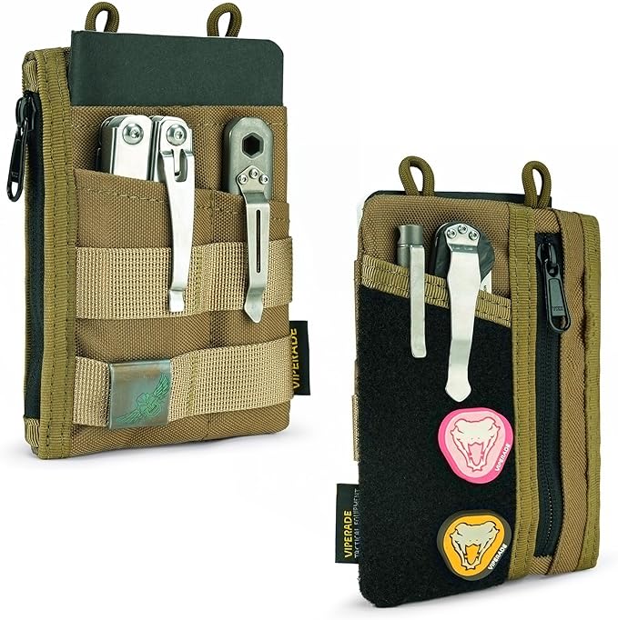 VIPERADE VE18 EDC Pouch, Pocket Organizer for Men, EDC Pocket Organizer, 3 Slots with 2 Zipper Pockets, Multitool Pouch
