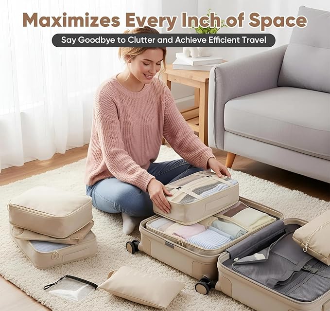 9 Set Packing Cubes for Suitcases Travel Luggage Sets Packing Organizers, Travel Organizer Bags Luggage Organizer with Shoe/Tioletry/Laundry Bag