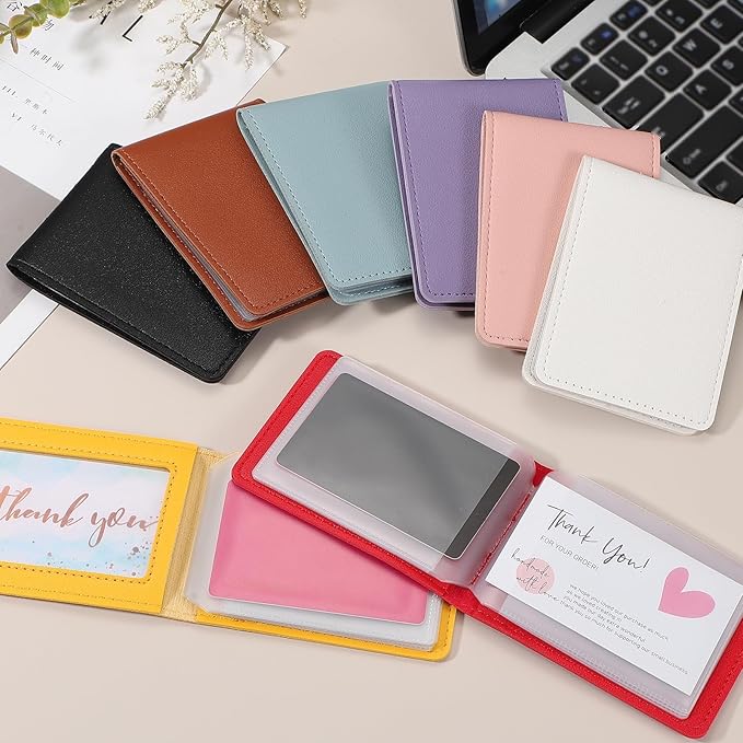 uxcell Leather Credit Card Holder, 10 Slots Blank Driver's License Holder for Women and Men, Multi-Functional Card Organizer for Documents, ID Cards, License(Pink)