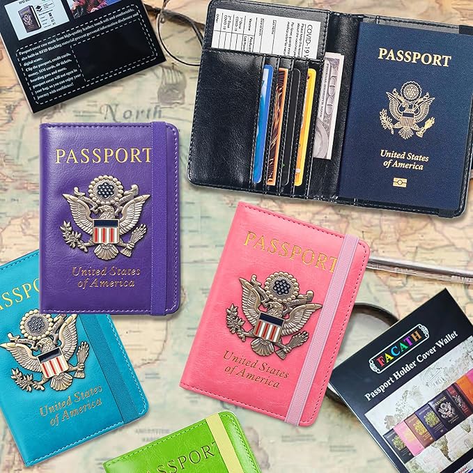 Premium Passport Holder for Travel, RFID Blocking Passport Cover Slim, Durable & Travel-Friendly, Passport Wallet Keep Your Documents Safe & Organized (Purple)