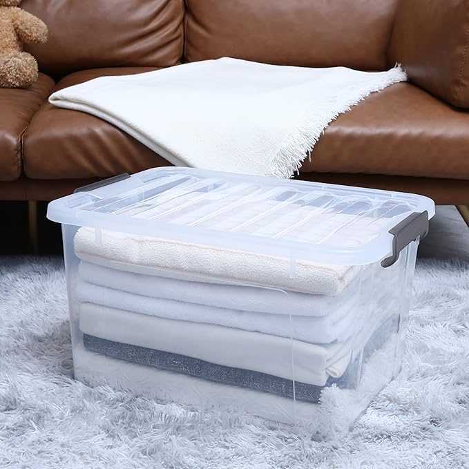 ITYLIFE CITYLIFE Citylife 6 Packs 44.4 QT Plastic Storage Bins with Lids Large Stackable Storage Containers for Organizing Clear Storage Box for Garage, Closet, Classroom, Kitchen