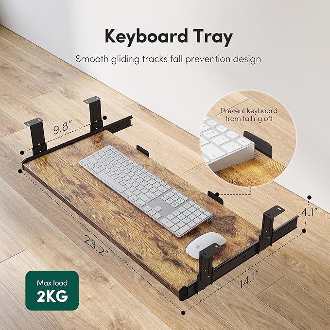FEZIBO Standing Desk with Keyboard Tray, 40 x 24 Inch Adjustable Height Sit Stand Desk with Memory Presets for Home Office, Ergonomic Computer Workstation, Rustic Brown