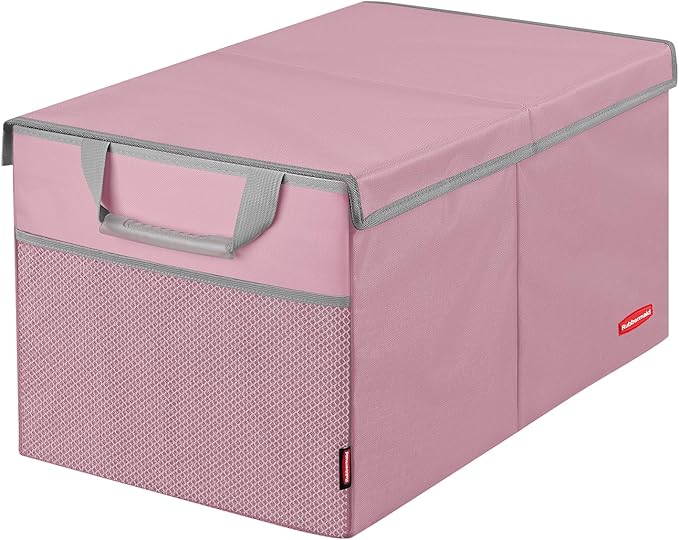 Rubbermaid Car Organizer, Collapsible Trunk Organizer, Multi-Compartment Car Storage Organization for Car Accessories, 2 Compartments With Cover, 21.65"*14.17"*12.2" - Pink