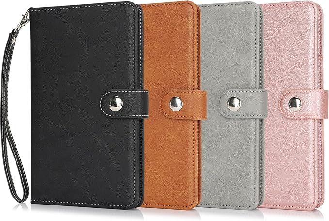 Passport Holder for Travel Essentials, RFID Blocking PU Leather Wallet Cover with Wristlet Strap Magnetic Closure Passport Book Holders Case for Women and Men, Brown