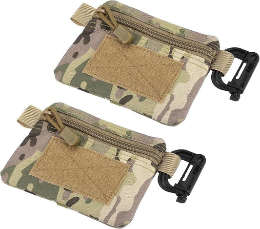 Small Admin Pouch, Nylon Zipper Pouch Storage Pocket with Hook and Loop Compact Camping Gear Organizer