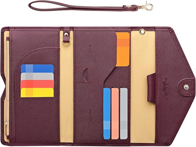 ZOPPEN Passport Holder Women Travel Wallet (Ver.5) for Women Rfid Blocking Passport Cover Case Document Organizer Wrist Strap