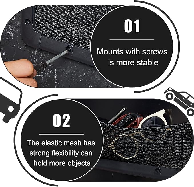 Frienda 2 Pcs ABS Plastic Frame Car Storage Net Bag Phone Car Mesh Net Holder RV Storage Boat Cargo Pocket Organizer Framed Mesh Pocket with Screws for Auto RV (13.8 x 5 Inch)
