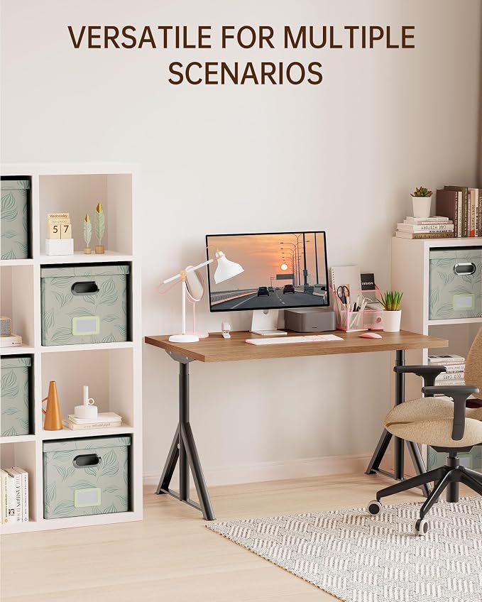 Oterri File Organizer with Lid, File Box, File Cabinet for Letter File Folder Storage, Hanging File Organizer for Office/Decor/Home,Document Organizer, 1 Pack,Leaf Gray-Box Only