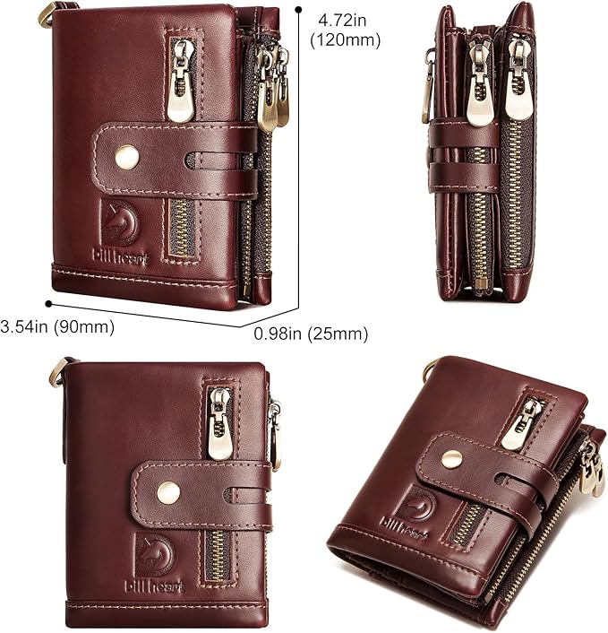 Chain wallets for men, Genuine Leather Biker Wallet with RFID Blocking Brown Color with Chain…