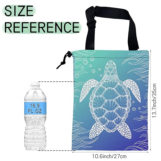 Sea Turtle Car Trash Bag,Hanging Drawstring Car Garbage Bag,Waterproof Canvas Car Back Seat Organizer with Adjustable Buckle,for Vehicles,SUVs,Camping,Road Trips