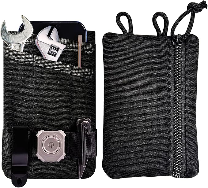 HXOUSE Small Small EDC Pocket Pouch - EDC Organizer Pouch with 4 Pockets for Men, Mini Pocket Tool Pouch for Knife/Flashlight/Tactical Pen - Men's Mini Tool Pouch for Daily Carry