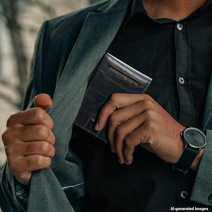 furid Card Wallet For Men Slim: Smart Rfid Minimalist Front Pocket Pop Up Wallet with ID Window - Stocking Stuffers Gifts Boxed for Husband Father at Birthday Anniversary