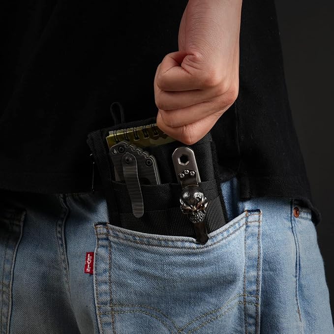 VIPERADE VE18 EDC Pouch, Pocket Organizer for Men, EDC Pocket Organizer, 3 Slots with 2 Zipper Pockets, Multitool Pouch