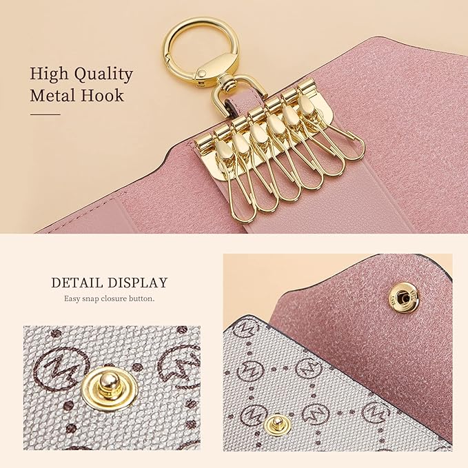 GOLF SUPAGS Women PVC Leather Car Key Chain Card Holder Wallet Pouch 6 Hook Snap Closure keys Money Organizer Case | Card Holder, 6 Hook, Snap Closure, keys, Money Organizer, Case