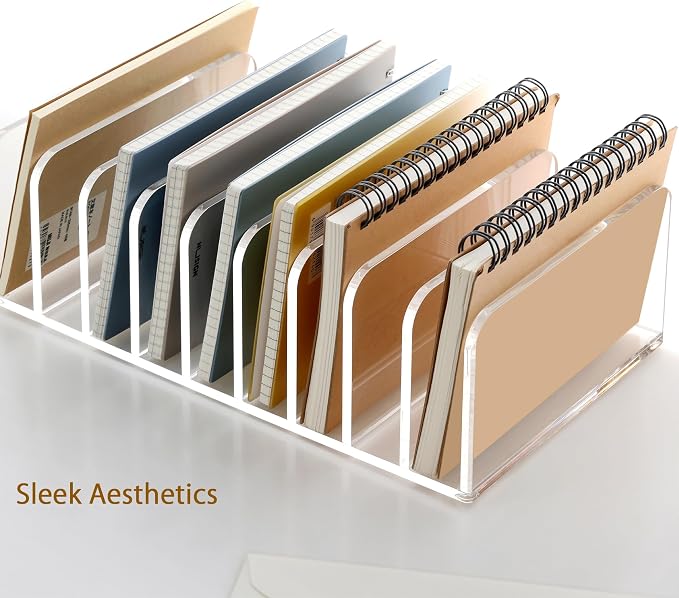 SANRUI Mail Organizer, Clear Acrylic Desk Organizer,Letter Holder for Desk ,9-Compartment Small File Holders Paper Organizer Mail Sorter for Office,Home, School