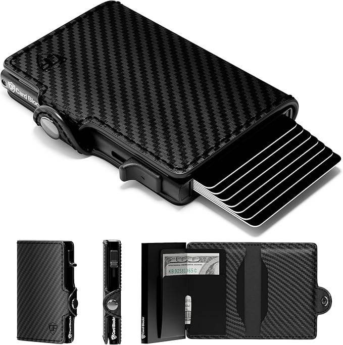 Conceal Plus Pop Up Wallet for Men – RFID Blocking Slim Metal Card Holder Wallet, Automatic Pop-Up Card Ejector, Minimalist Front Pocket Wallet, Holds Up to 10 Cards + Cash