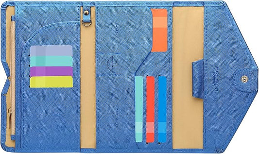 ZOPPEN Mulit-purpose Rfid Blocking Passport Holder Travel Wallet (Ver.4) Passport and Vaccine Card Holder ComboTri-fold Document Organizer Travel Essentials
