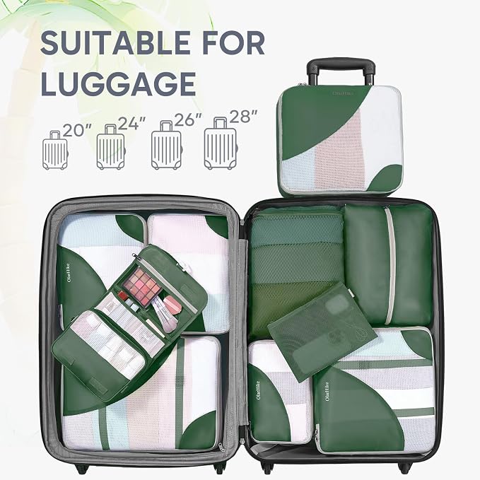 OlarHike 10 Set Packing Cubes for Travel, Gifts for Women Mom,Anti-Tearing Suitcase Organizer with Over-1000 pack Mesh Holes, Vacation Essentials & Accessories for Cruise Ship