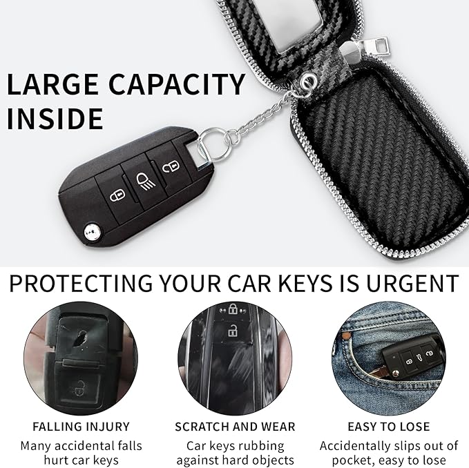 vvag Premium Car Key Fob Case Genuine Leather Car Smart Key fob Holder Car Remote Keychain Bag Universal