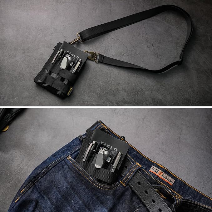 VIPERADE VE16 EDC Organizer Pouch for Men - 7 Pockets Multitool Wallet for Everyday Carry Gears (X-PAC-New BK)
