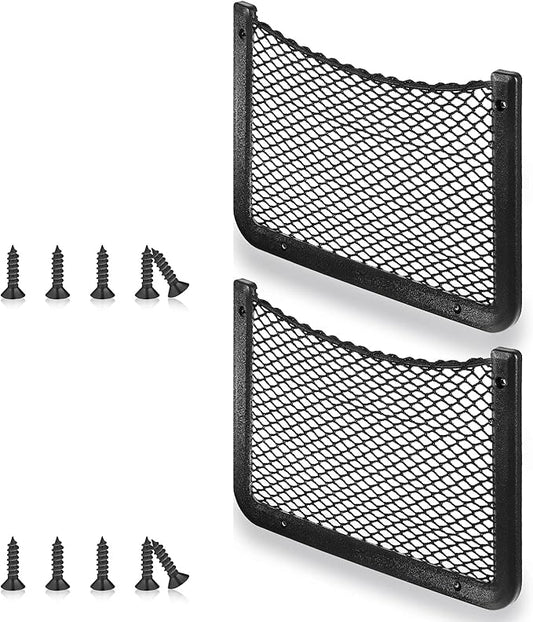 Frienda 1 Pc Car Storage Net Bag, ABS Plastic Framed Mesh Net Holder, Phone & Cargo Organizer with Screws for Auto, Rv, Boat, Truck Pocket Storage (12 x 8 Inch)