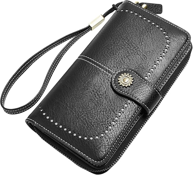 TFKGS Wallet for Women RFID Blocking Leather Large Capacity Card Holder Ladies Phone Clutch Travel Long Purse Wristlet | RFID Blocking, Leather, Large Capacity, Ladies, Travel