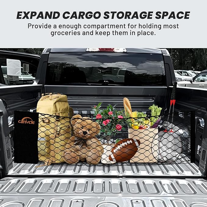 Truck Bed Cargo Net for Ford Maverick 2022-2026, Envelope Style Pickup Truck Bed Net for Maverick Accessories, Upgraded Trunk Cargo Net Storage Bag with Metal Carabiners