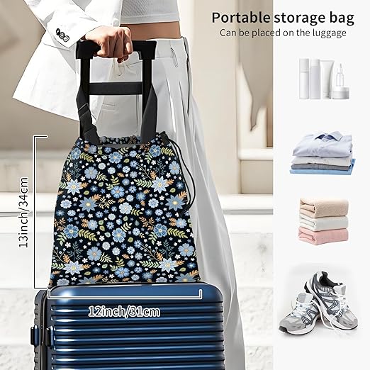 Car Trash Bag Large Hanging Can for Back of Seat, Cute Waterproof Car Garbage Bag for Vehicle, Travelling, Outdoor Cute Blue Floral