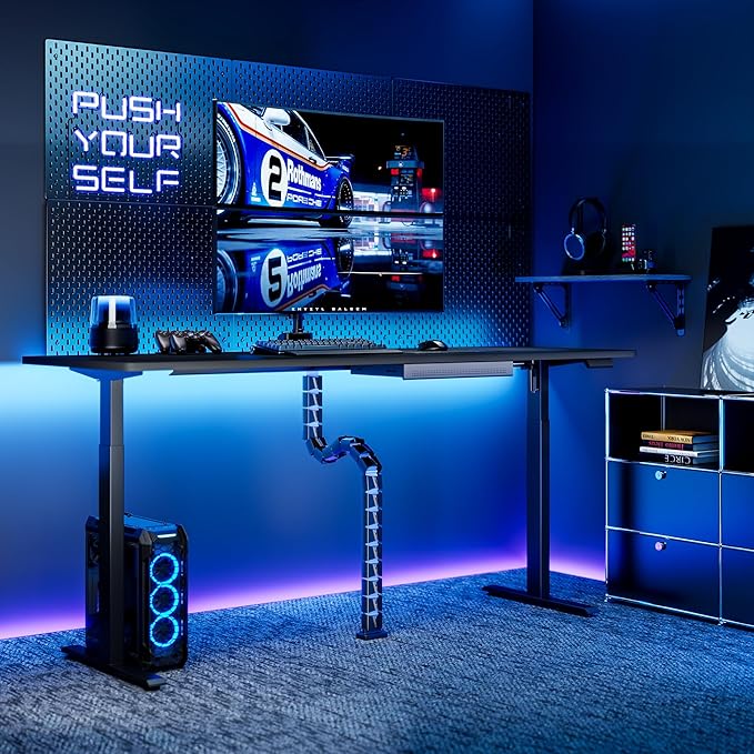 ARES WING Under Desk Cable Management Spine, Screw On Vertebrae Cable Management for Standing Desk, Length Adjustable Cord Organizer with 20 Modular Vertebrae for Office and Gaming Desks, Blue