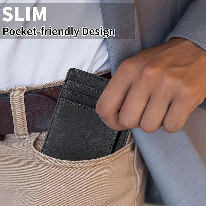 Chelmon Slim Wallet for Men, Minimalist Front Pocket RFID Blocking Credit Card Holder