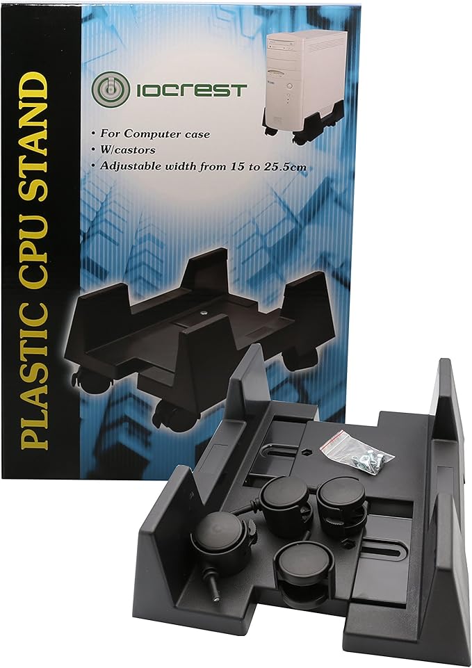 Mobile Desktop Tower Computer Floor Stand Rolling Caster Wheels with Support Walls and Adjustable Width from 6" to 10"