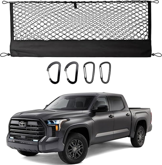 Envelope Style Truck Bed Cargo Net Compatible with Toyota Tundra 2007-2024 2025,Highly Elastic Truck Cargo Net for Tundra Accessories, Upgraded Storage Bag & Heavy Duty Carabiners