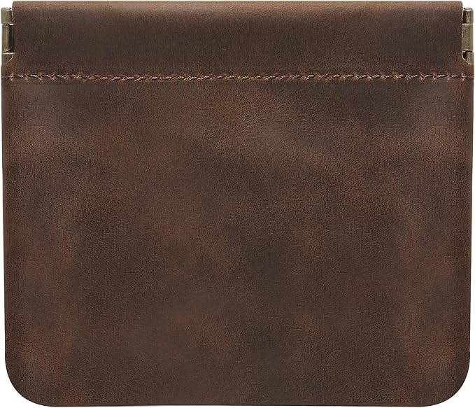 Jack&Chris Mini Coin Purse, Genuine Leather Small Coin Wallet, Leather Squeeze Coin Purse Pouch Change Holder For Men & Women, JC309