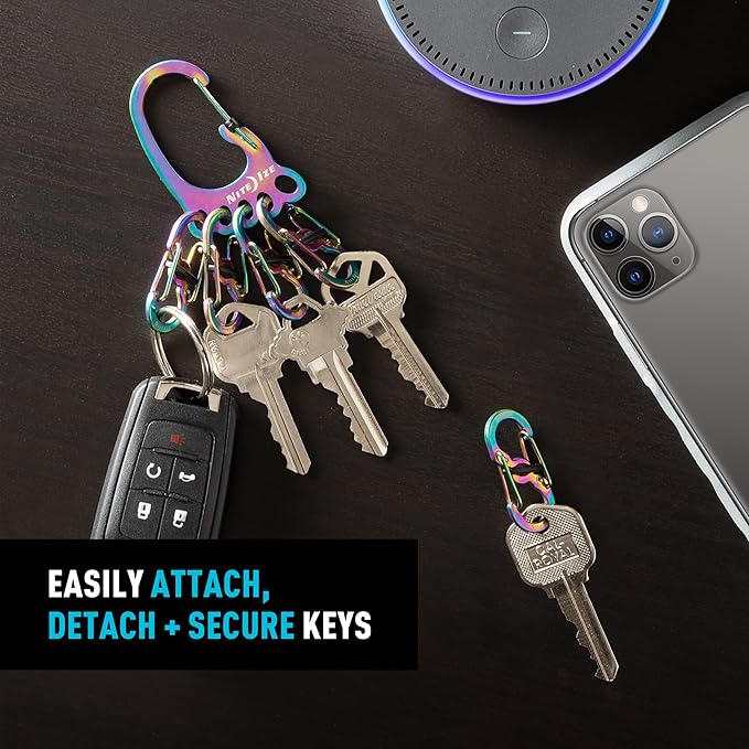 Nite Ize Bigfoot Locker KeyRack - Stainless Steel Holder for Car, House & Other Keys - Carabiner with S-Biners - Holds 15 Keys at Once - Hiking Gear & Essentials - Stainless